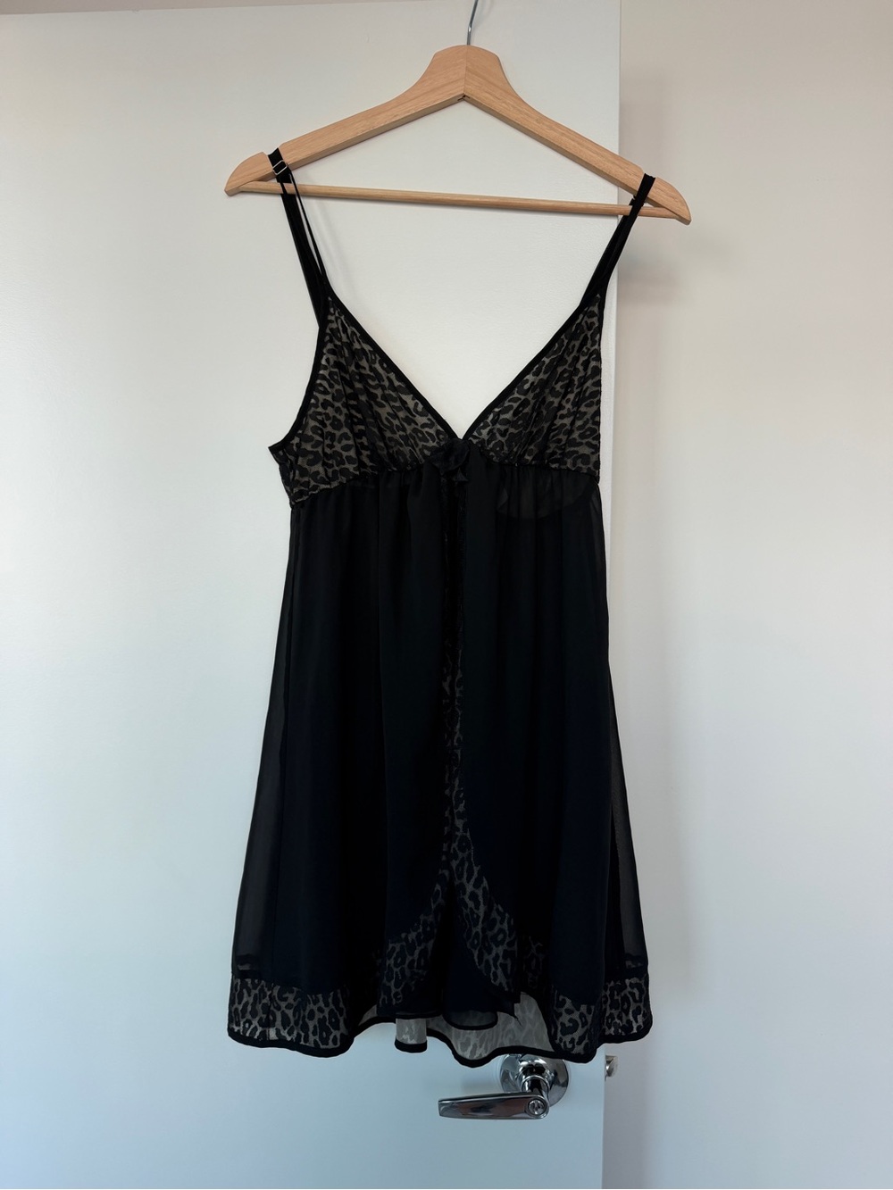 Oscar de la Renta - pink label - Black Lace-Trim Babydoll Nightdress